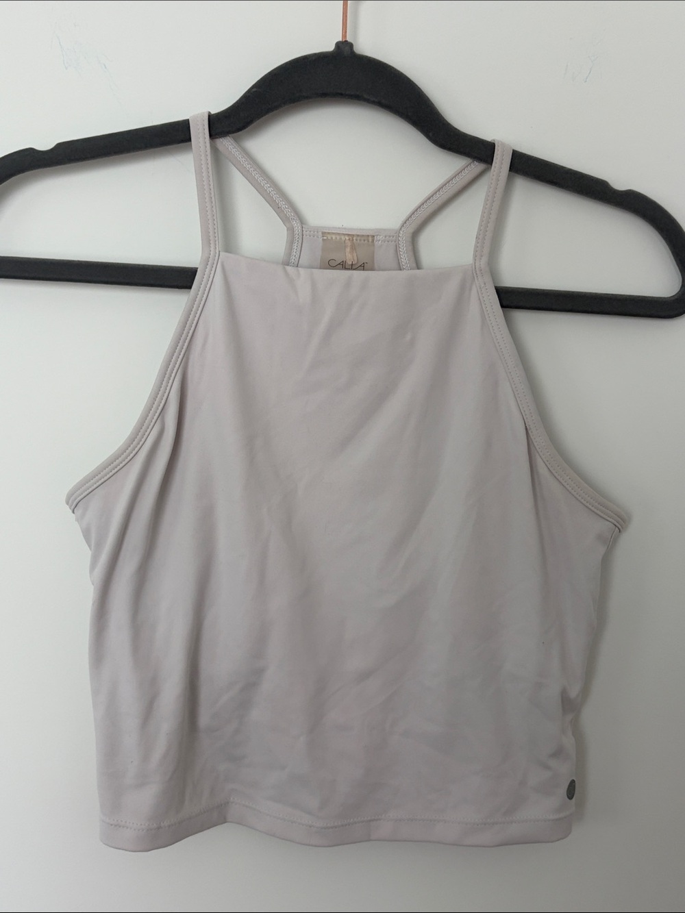 Calia White High Neck Tank with Shelf bra